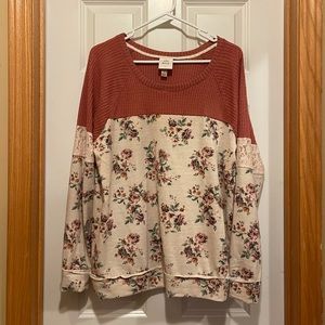 Floral Knit Long Sleeve, Target/Knox Rose, size Large